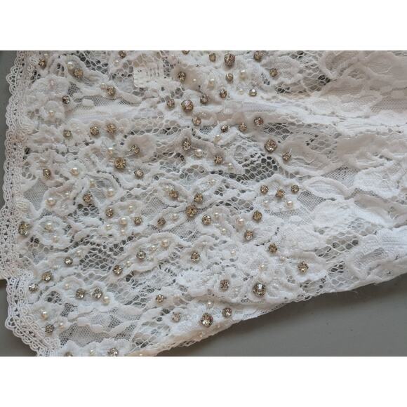 NWD Hemant & Nandita Sheer Lace Midi Dress Size S Ivory #NB460 - Picture 9 of 15